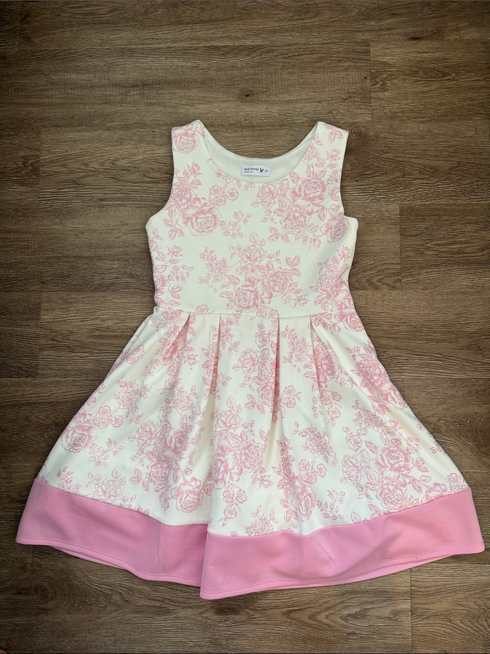 Like new Girls Knitworks Cream and Pink Floral Fit & Flare Dress